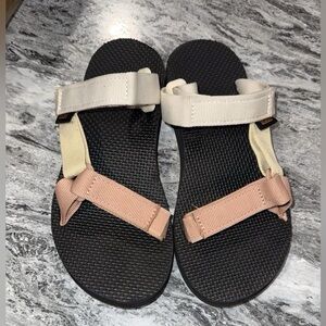 Teva Multi-Color Strap Black Footbed Sandals